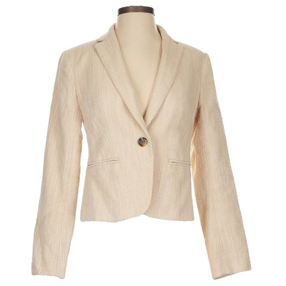 Ann Taylor Jackets & Blazers - 🔆 Ann Taylor Bone Natural Cream Textured Weave Work Blazer Size 8p Petite NWOT
